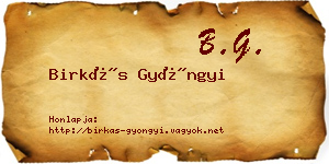 Birkás Gyöngyi névjegykártya